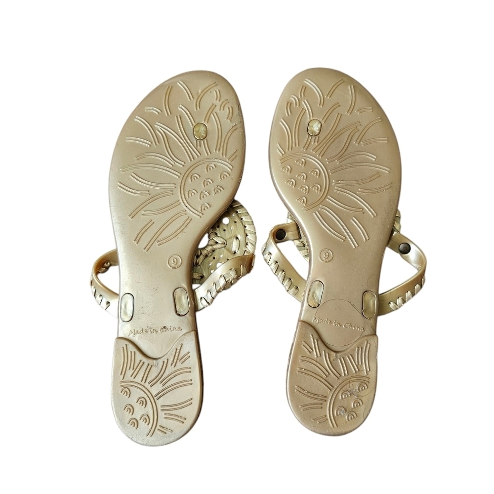 Jack Rogers Cream Gold Medallion Summer Sandals Size 9 - Picture 5 of 5